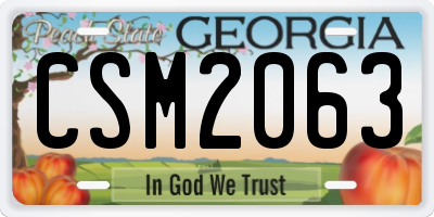 GA license plate CSM2063