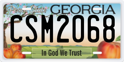 GA license plate CSM2068