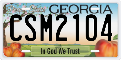 GA license plate CSM2104