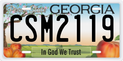 GA license plate CSM2119