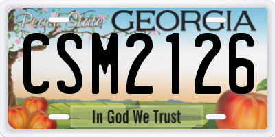 GA license plate CSM2126