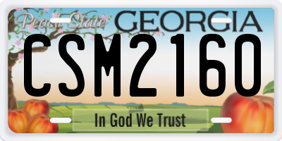 GA license plate CSM2160