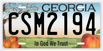 GA license plate CSM2194