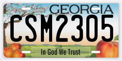 GA license plate CSM2305