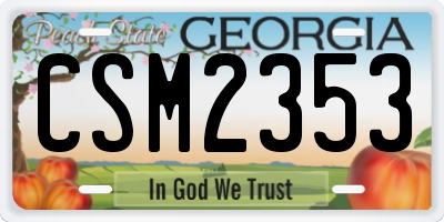 GA license plate CSM2353