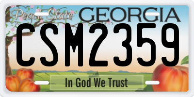 GA license plate CSM2359