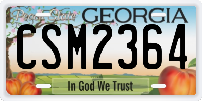 GA license plate CSM2364