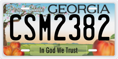 GA license plate CSM2382
