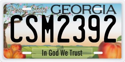 GA license plate CSM2392