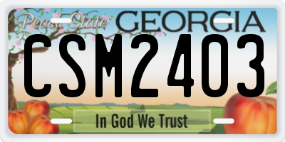 GA license plate CSM2403