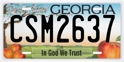 GA license plate CSM2637