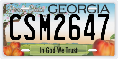GA license plate CSM2647