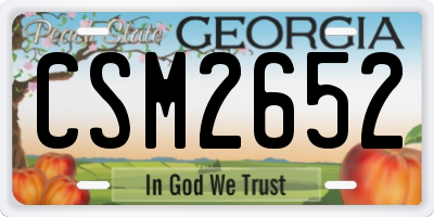 GA license plate CSM2652
