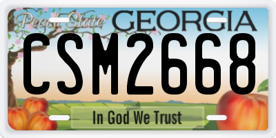 GA license plate CSM2668