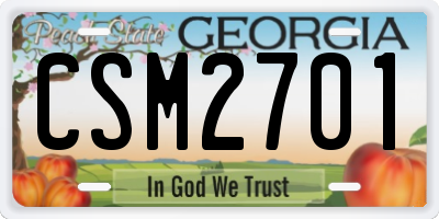 GA license plate CSM2701