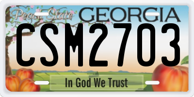 GA license plate CSM2703