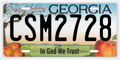 GA license plate CSM2728
