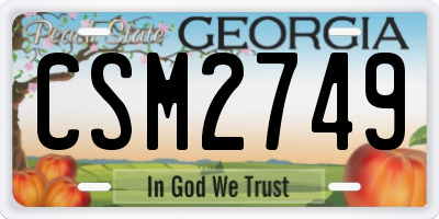 GA license plate CSM2749