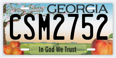 GA license plate CSM2752