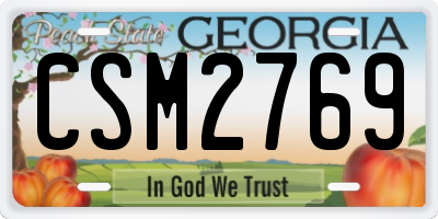 GA license plate CSM2769