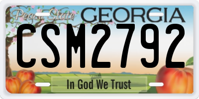GA license plate CSM2792