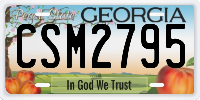 GA license plate CSM2795