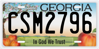 GA license plate CSM2796
