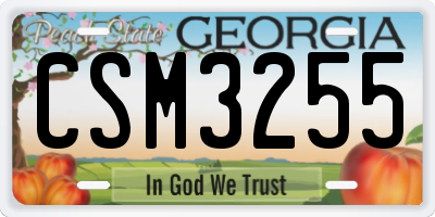 GA license plate CSM3255