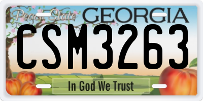 GA license plate CSM3263
