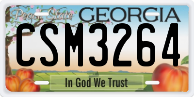 GA license plate CSM3264
