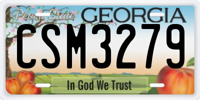 GA license plate CSM3279