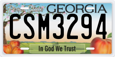 GA license plate CSM3294