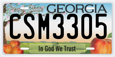 GA license plate CSM3305