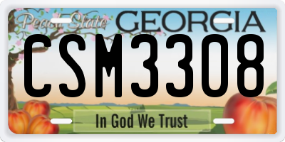 GA license plate CSM3308