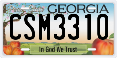 GA license plate CSM3310