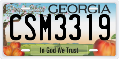 GA license plate CSM3319