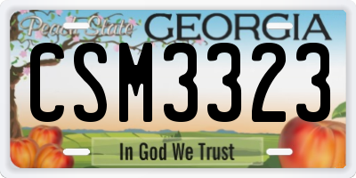 GA license plate CSM3323
