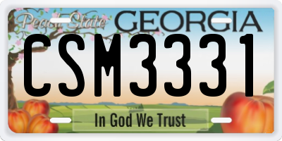 GA license plate CSM3331