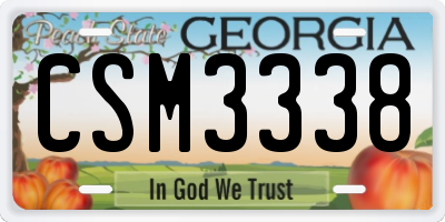GA license plate CSM3338