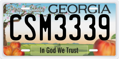 GA license plate CSM3339