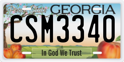 GA license plate CSM3340