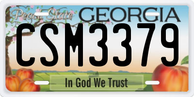 GA license plate CSM3379