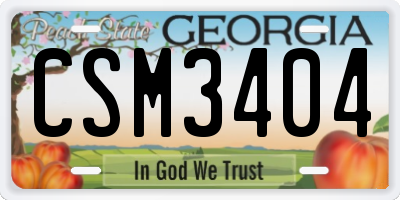 GA license plate CSM3404