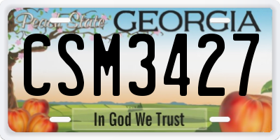 GA license plate CSM3427