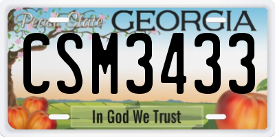GA license plate CSM3433
