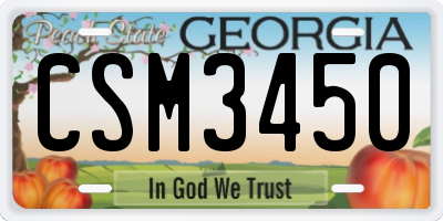 GA license plate CSM3450