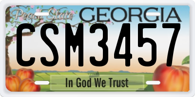 GA license plate CSM3457