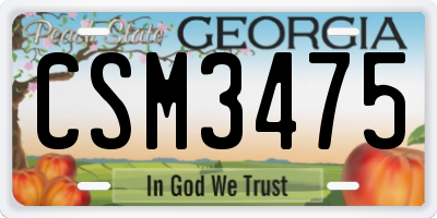 GA license plate CSM3475
