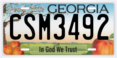 GA license plate CSM3492