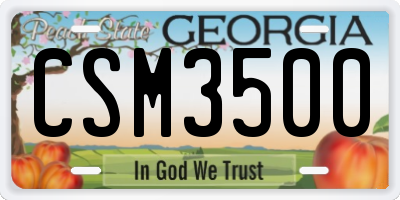 GA license plate CSM3500
